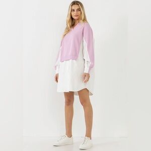 NWT English Factory Women’s Cotton Preppy Resort  Pink Sweatshirt Dress Sz 2X